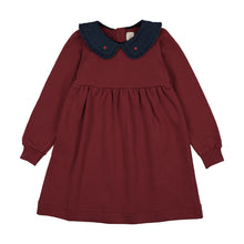 Load image into Gallery viewer, Lil Legs Denim Collar Sweatshirt Dress - Vintage Red