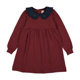 Lil Legs Denim Collar Sweatshirt Dress - Vintage Red