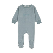 Load image into Gallery viewer, Lil Legs Velour Stripe Footie - Blue Stripe