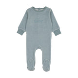 Lil Legs Velour Stripe Footie - Blue Stripe