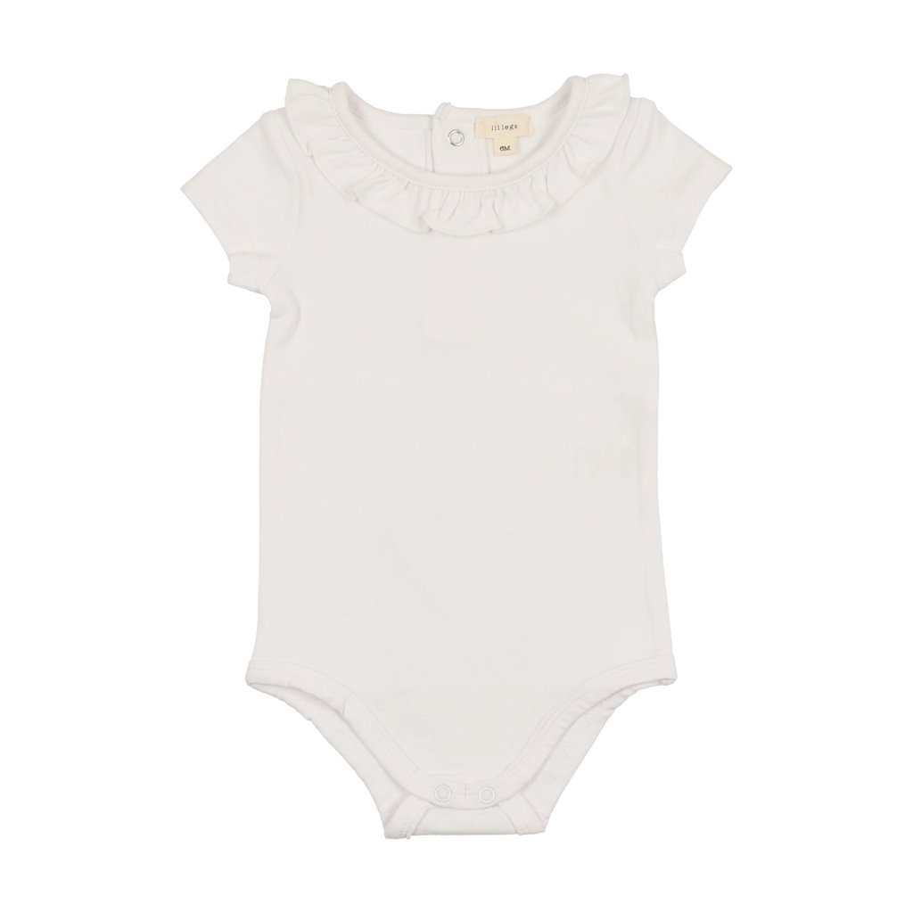 Lil Legs Ruffle Onesie Short Sleeve - White