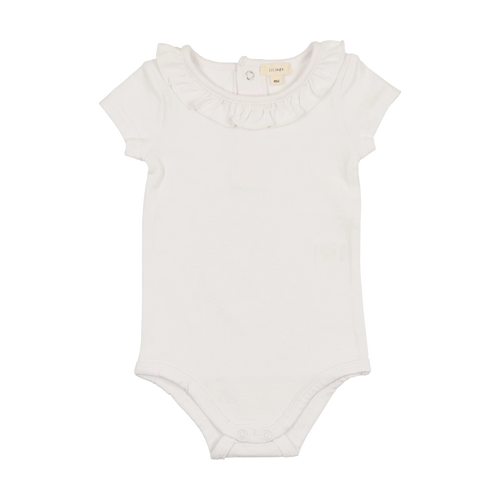 Lil Legs Ruffle Onesie Short Sleeve - White