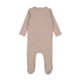 Lil Legs Heather Stripe Footie - Cream/Dusty Pink