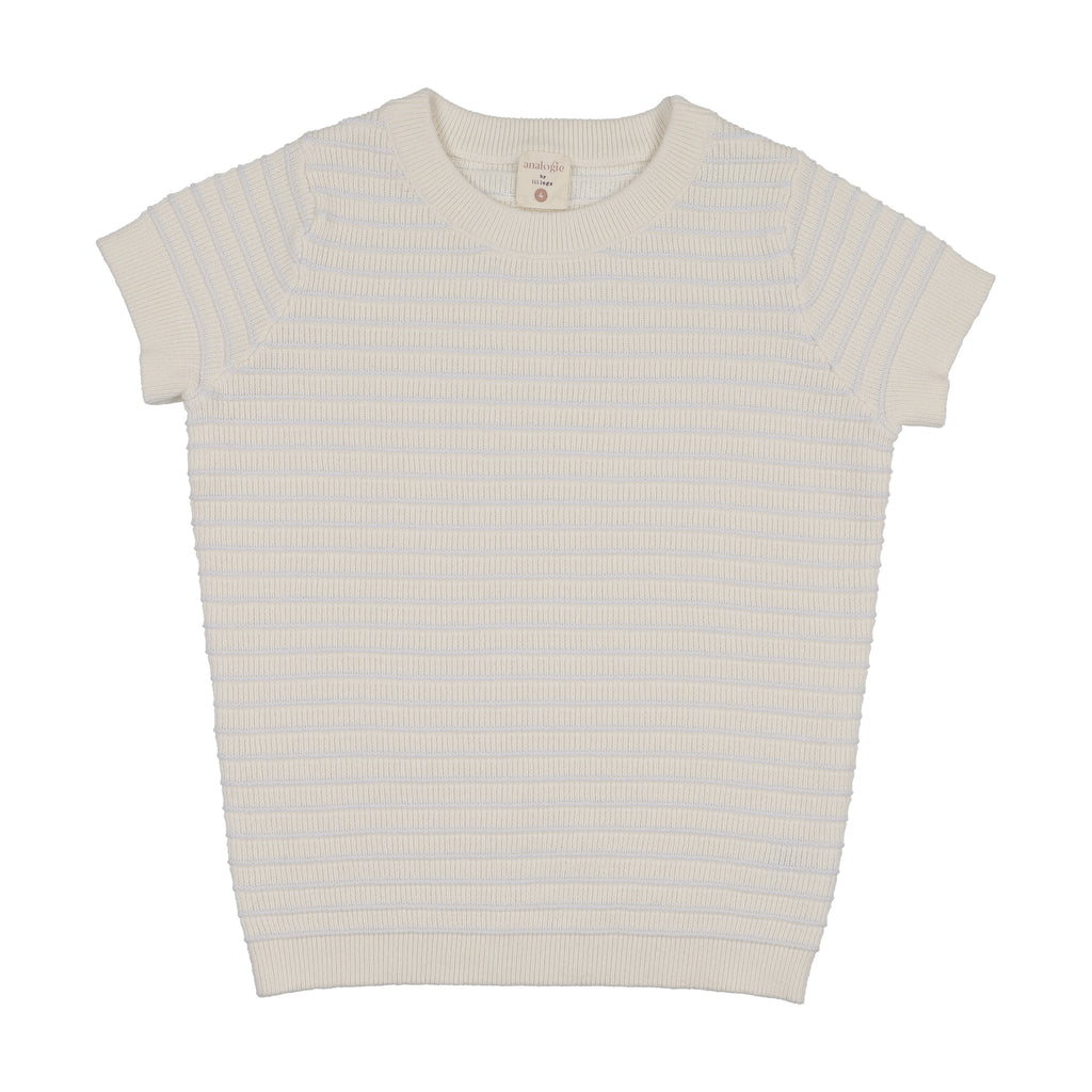 Lil Legs Textured Stripe Knit Crewneck - Clear Blue