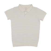 Load image into Gallery viewer, Lil Legs Textured Stripe Knit Polo - Clear Blue