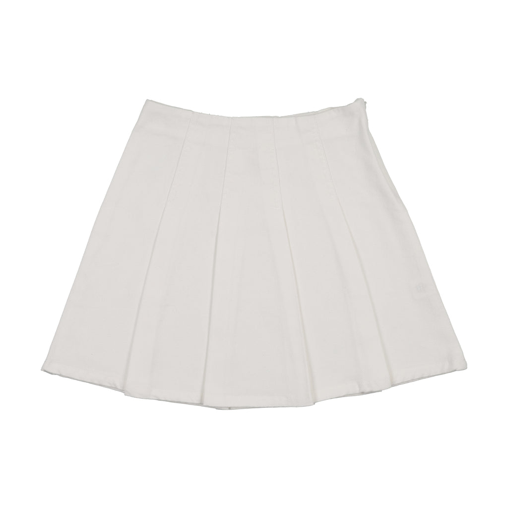 Lil Legs Pleated Denim Skirt - White Denim