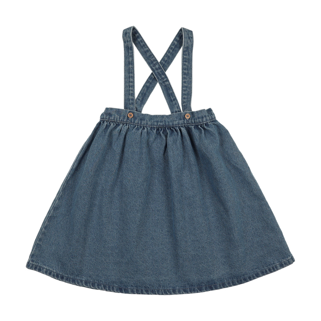 Lil Legs Denim Suspender Jumper - Mid Blue Wash