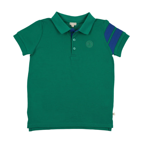 Lil Legs Stripe Detail Polo - Electric Green (Short Sleeve)