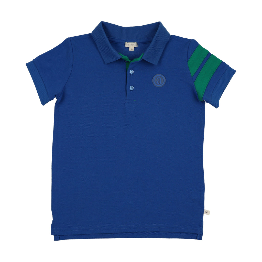 Lil Legs Stripe Detail Polo - Electric Blue  (Short Sleeve)