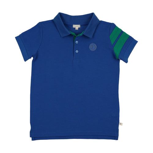 Lil Legs Stripe Detail Polo - Electric Blue  (Short Sleeve)
