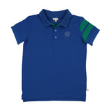 Lil Legs Stripe Detail Polo - Electric Blue  (Short Sleeve)