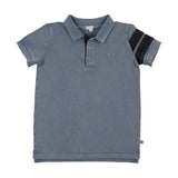 Lil Legs Stripe Detail Polo - Smokey Blue (Short Sleeve)