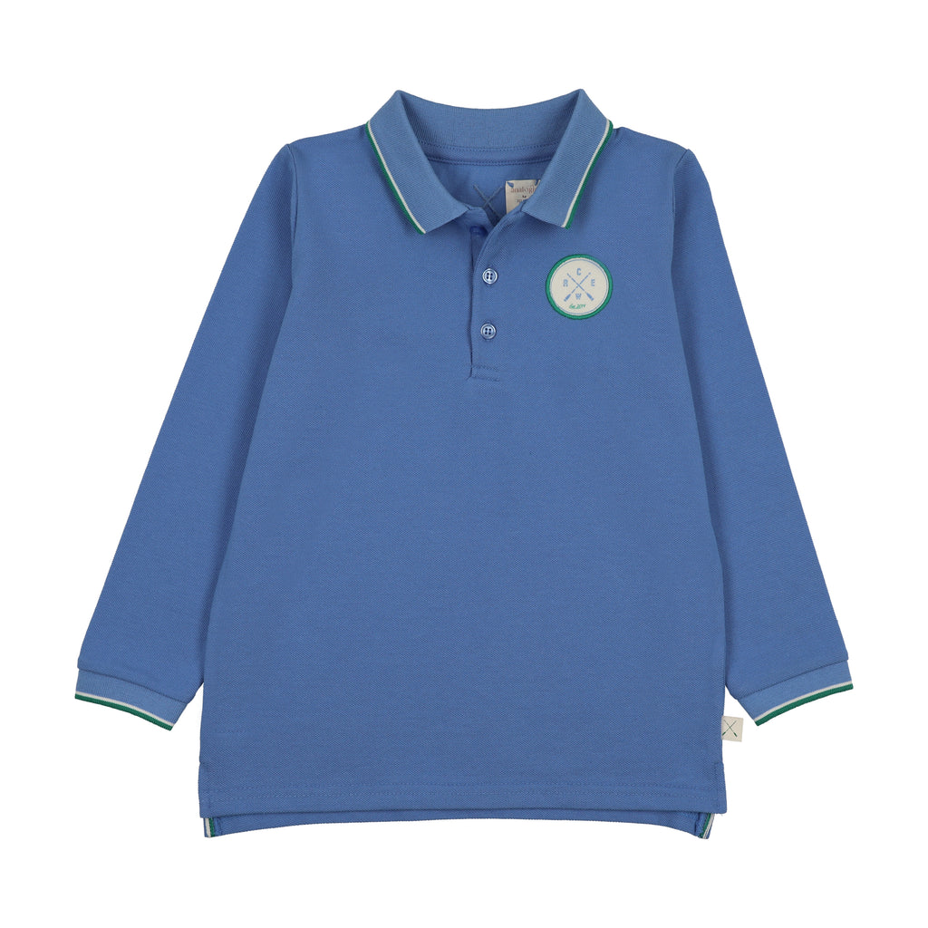 Lil Legs Boating Crew Long Sleeve Polo - Fresh Blue