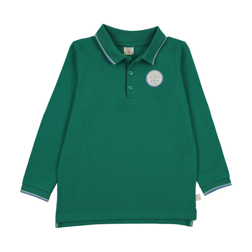 Lil Legs Boating Crew Long Sleeve Polo - Electric Green