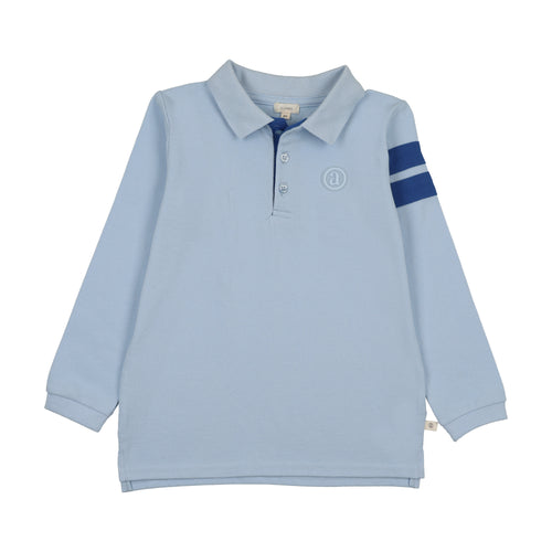 Lil Legs Stripe Detail Polo - Light Blue (Long Sleeve)