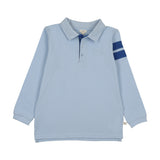 Lil Legs Stripe Detail Polo - Light Blue (Long Sleeve)