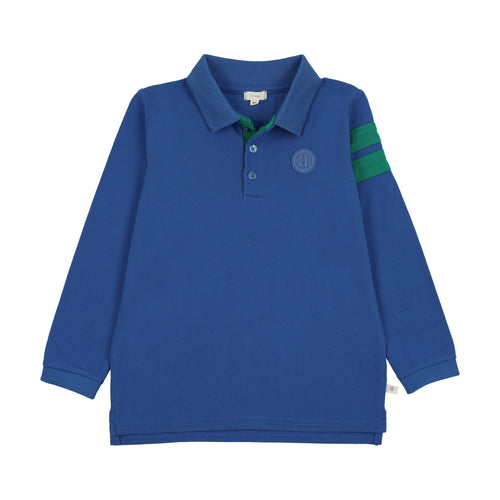 Lil Legs Stripe Detail Polo - Electric Blue (Long Sleeve)