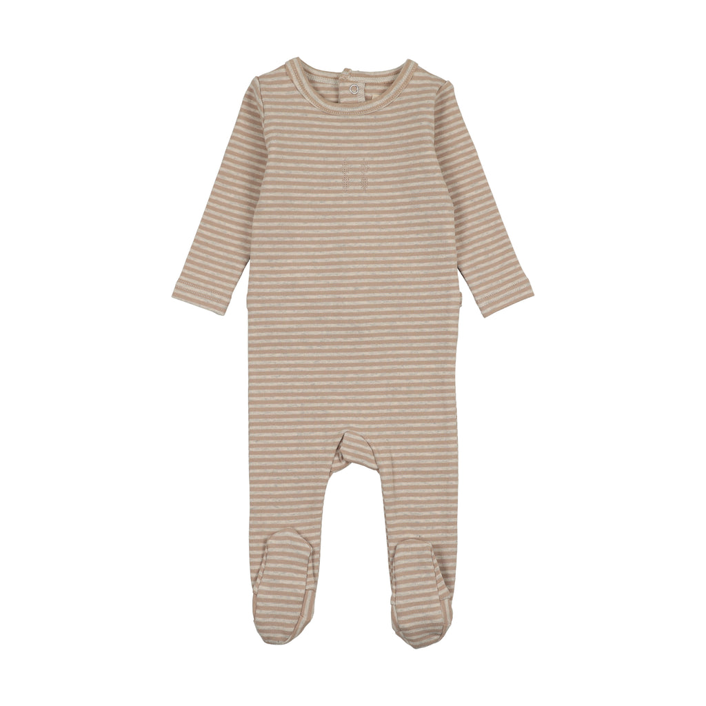Lil Legs Heather Stripe Footie- Cream/Oat