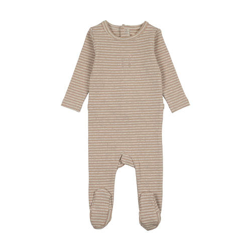 Lil Legs Heather Stripe Footie- Cream/Oat