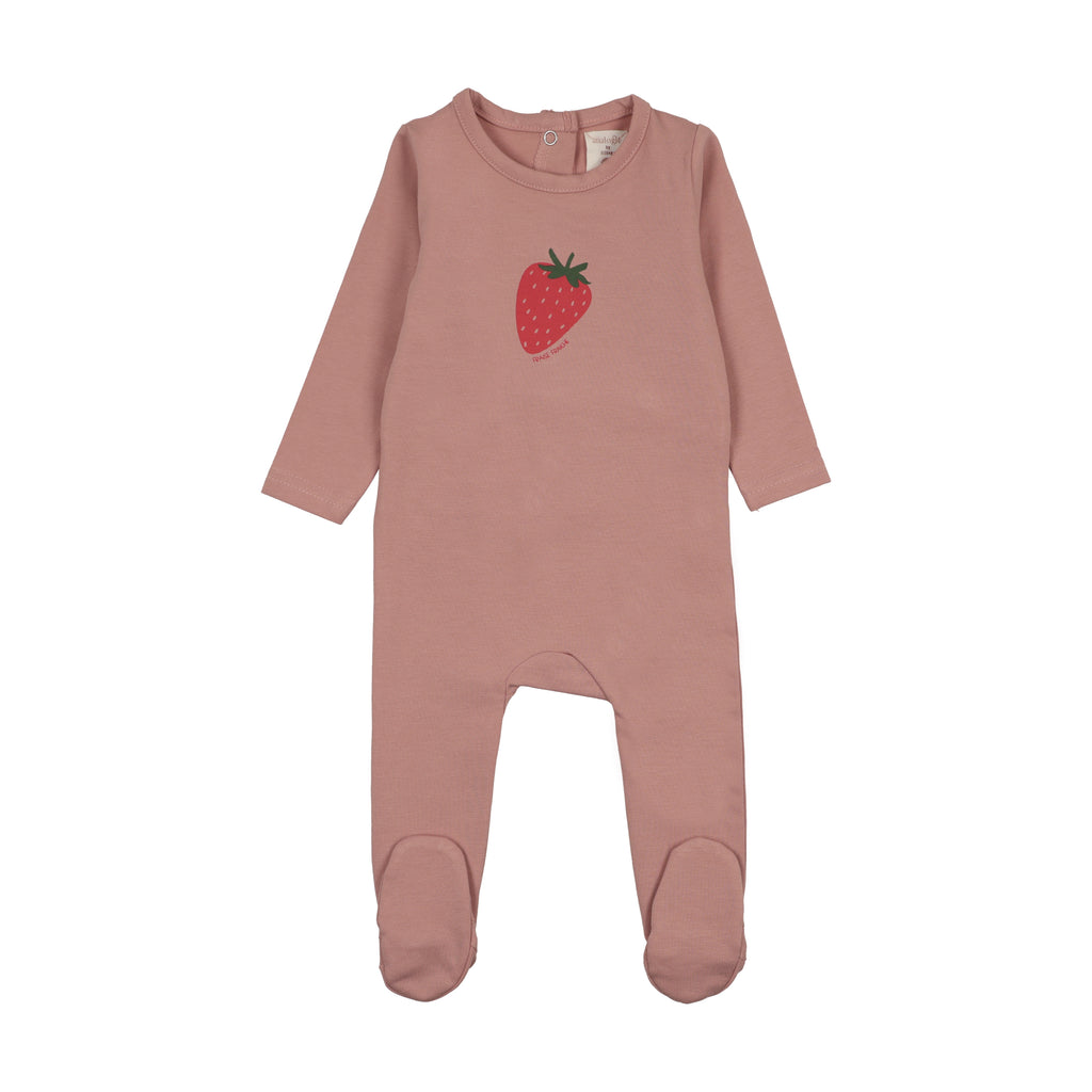 Lil Legs Strawberry Footie & Hat - Berry