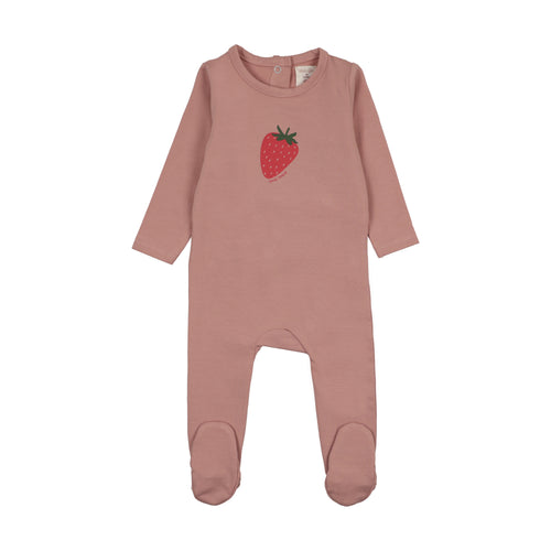Lil Legs Strawberry Footie & Hat - Berry