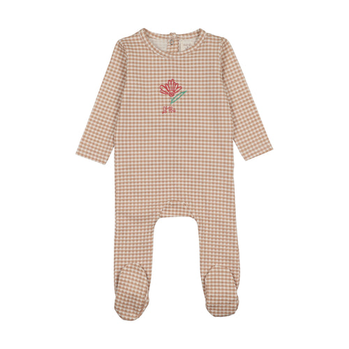 Lil Legs Gingham Flower Footie & Hat - Pink