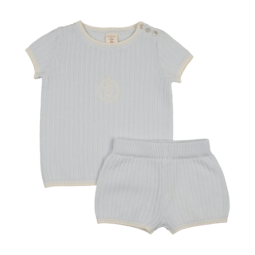 Lil Legs Boys Knit Emblem Set - Clear Blue
