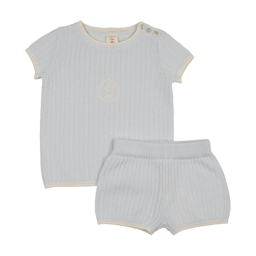 Lil Legs Boys Knit Emblem Set - Clear Blue
