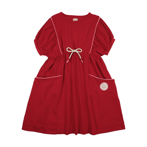 Lil Legs Boating Crew Dress - Red (Short Sleeve)