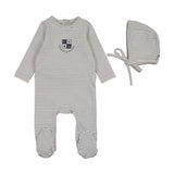 Lil Legs Denim City Footie & Hat - Blue Stripe