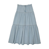 Lil Legs Denim Tiered Maxi Skirt - Light Wash