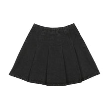 Load image into Gallery viewer, Lil Legs Pleated Denim Skirt - Black