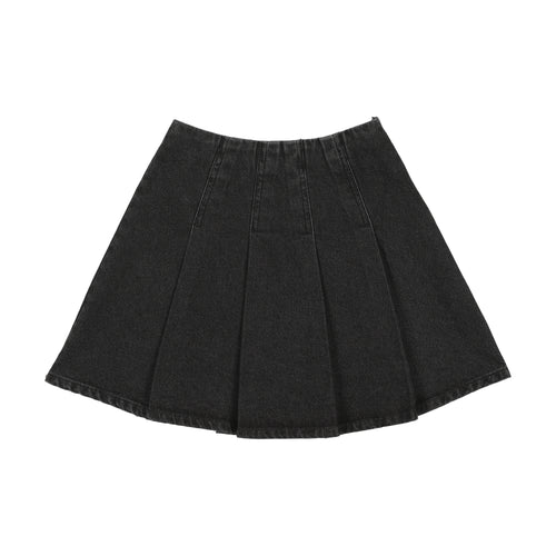 Lil Legs Pleated Denim Skirt - Black