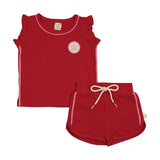 Lil Legs Boating Crew Girls Set - Red