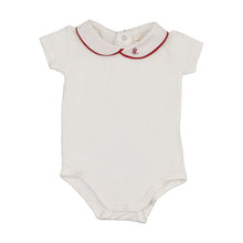 Load image into Gallery viewer, Lil Legs Peter Pan Onesie with Piping - White/Red