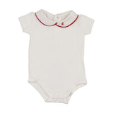 Lil Legs Peter Pan Onesie with Piping - White/Red