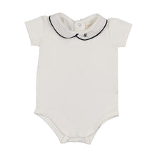 Load image into Gallery viewer, Lil Legs Peter Pan Onesie with Piping - White/Navy
