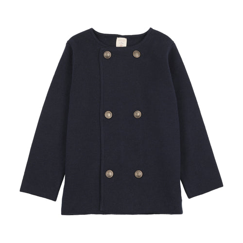Lil Legs Double Breasted Knit Blazer - Navy