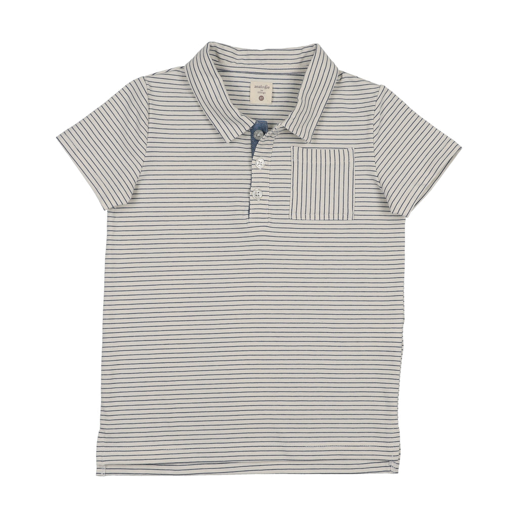 Lil Legs Denim City Stripe Polo - Blue Stripe