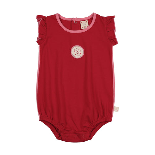 Lil Legs Boating Crew Girls Romper - Red