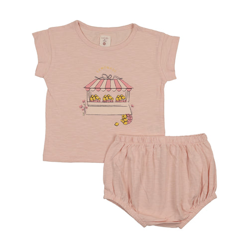 Lil Legs Lemon Toddler Set Girl - Cloud Pink