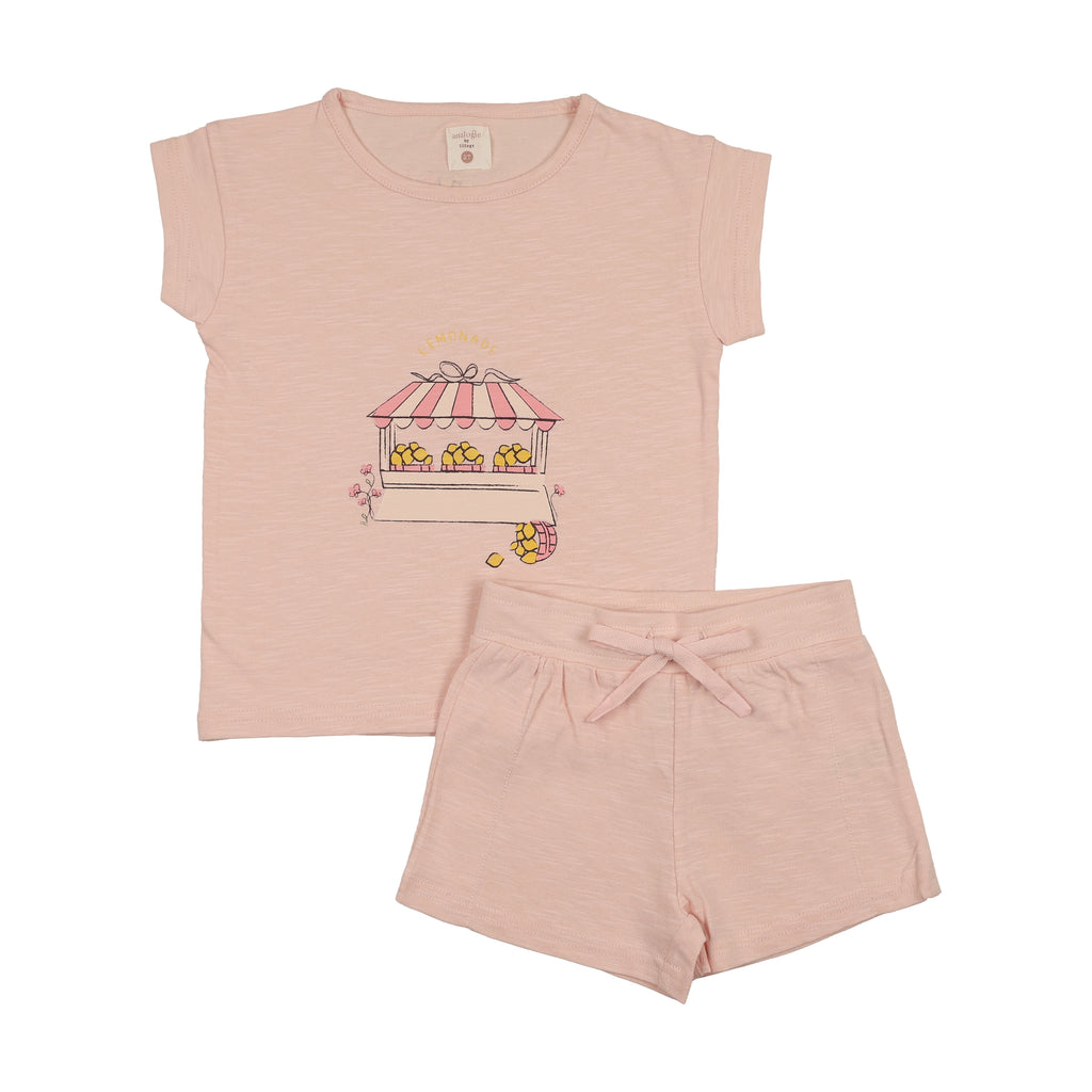 Lil Legs Lemon Toddler Set Girl - Cloud Pink