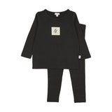 Lil Legs Embroidered Lounge Set - Black