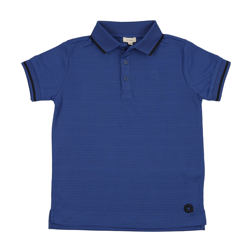 Lil Legs Textured Sports Polo  - Electric Blue (Short Sleeve)