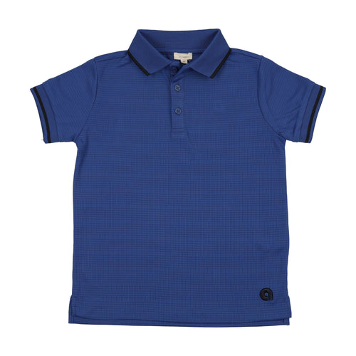 Lil Legs Textured Sports Polo  - Electric Blue (Short Sleeve)