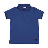 Lil Legs Textured Sports Polo  - Electric Blue (Short Sleeve)