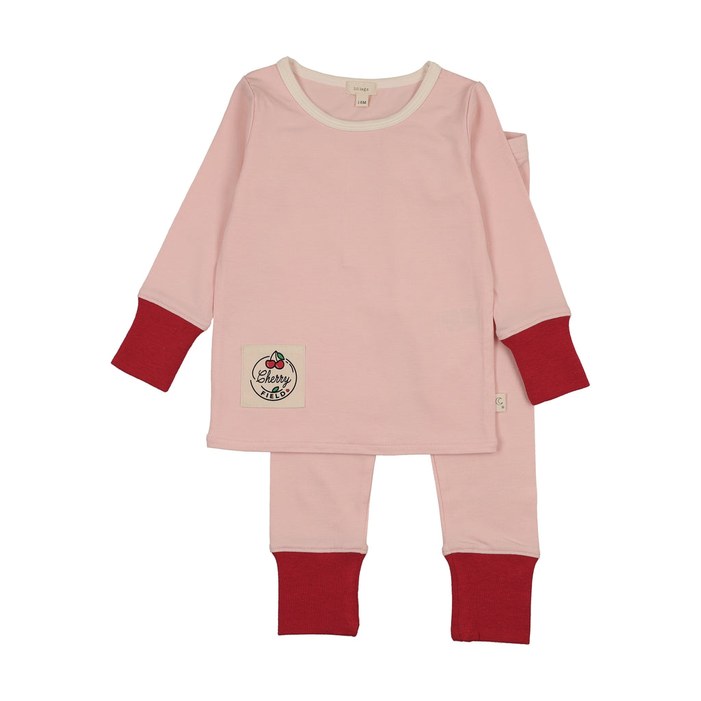 Lil Legs Color Block Lounge Set - Pink