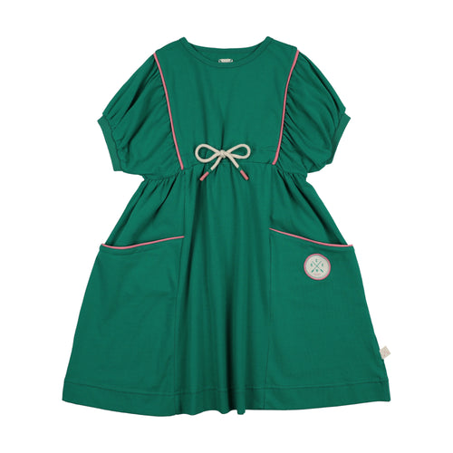 Lil Legs Boating Crew Dress - Electric Green (Short Sleeve)