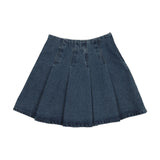 Lil Legs Pleated Denim Skirt - Blue Denim