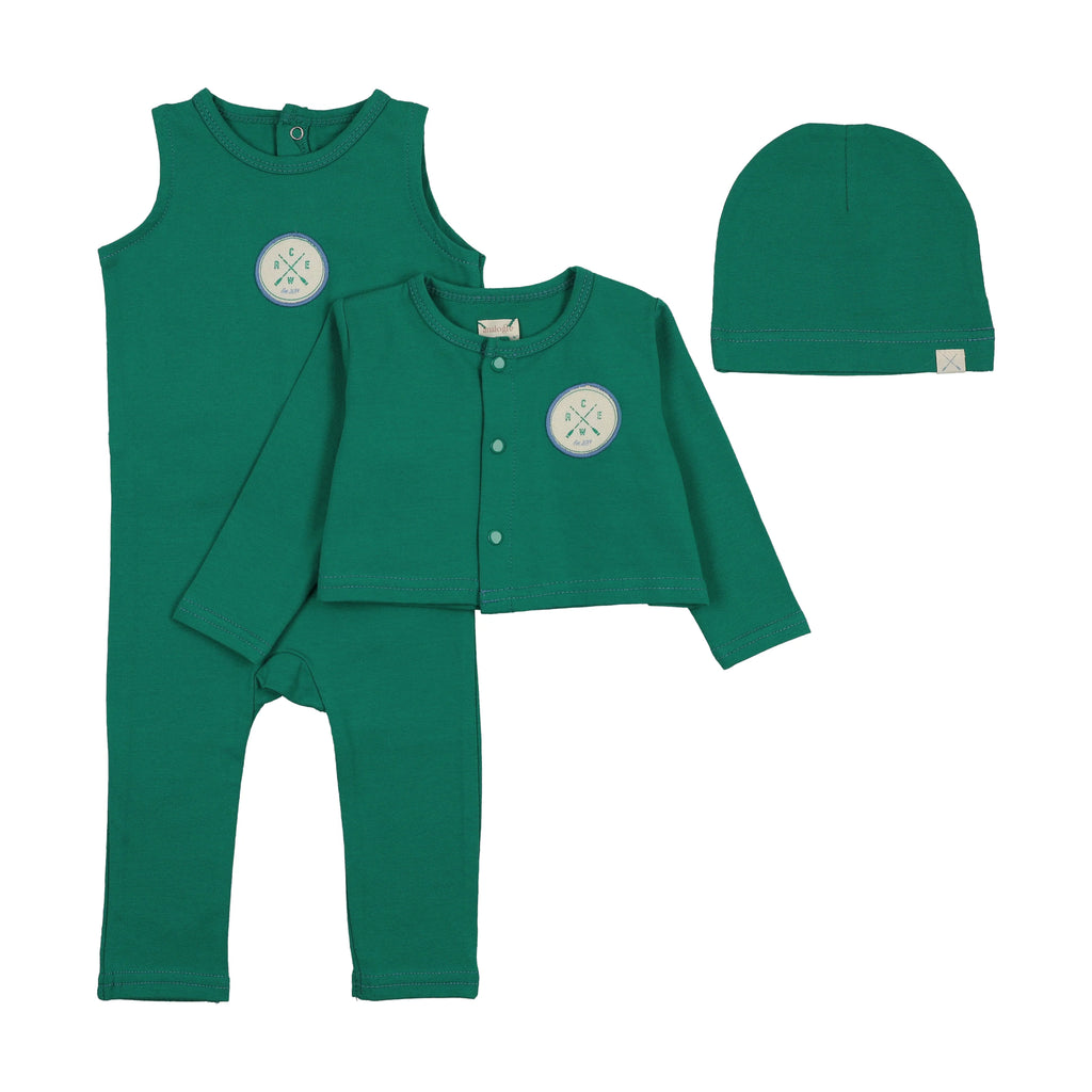 Lil Legs Boating Crew Footie with Cardi - Electric Green